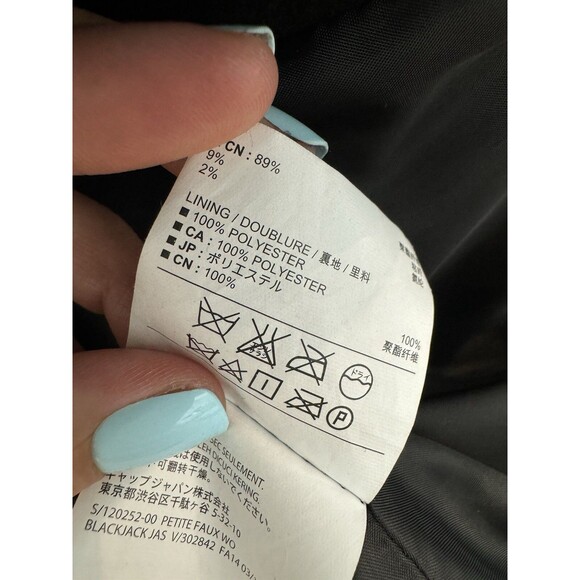 Old Navy Women's Black Faux Wool PeaCoat Collared Long Sleeve Button Front Large - Picture 8 of 11